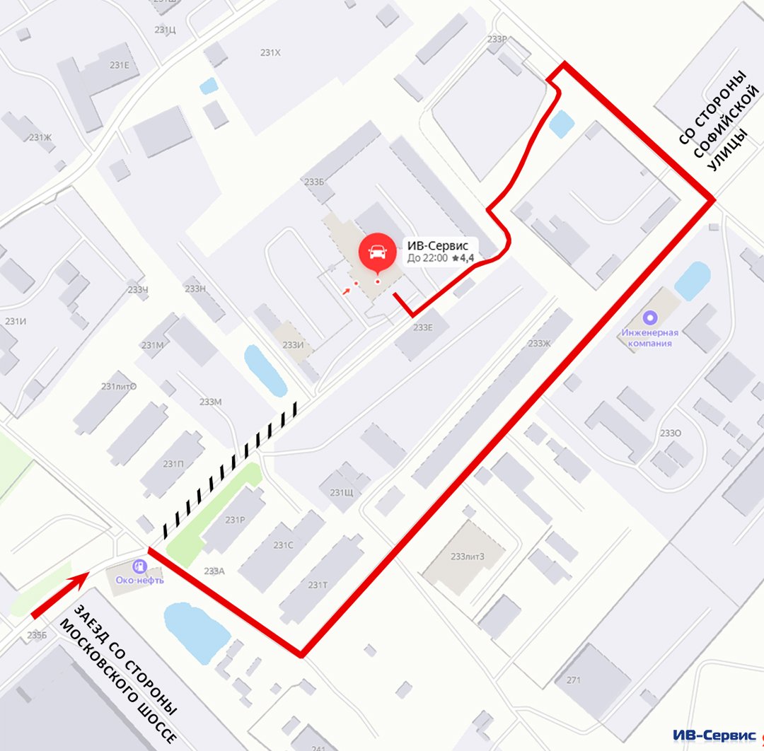 Карта объезда в "ИВ-Сервис"